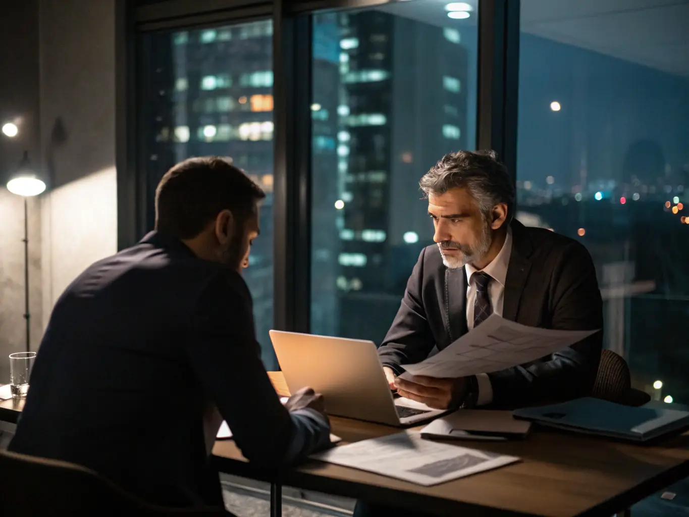 A professional IT consultant is meeting with an insurance company executive, discussing cybersecurity solutions tailored for the insurance industry, with a focus on data protection and regulatory compliance.