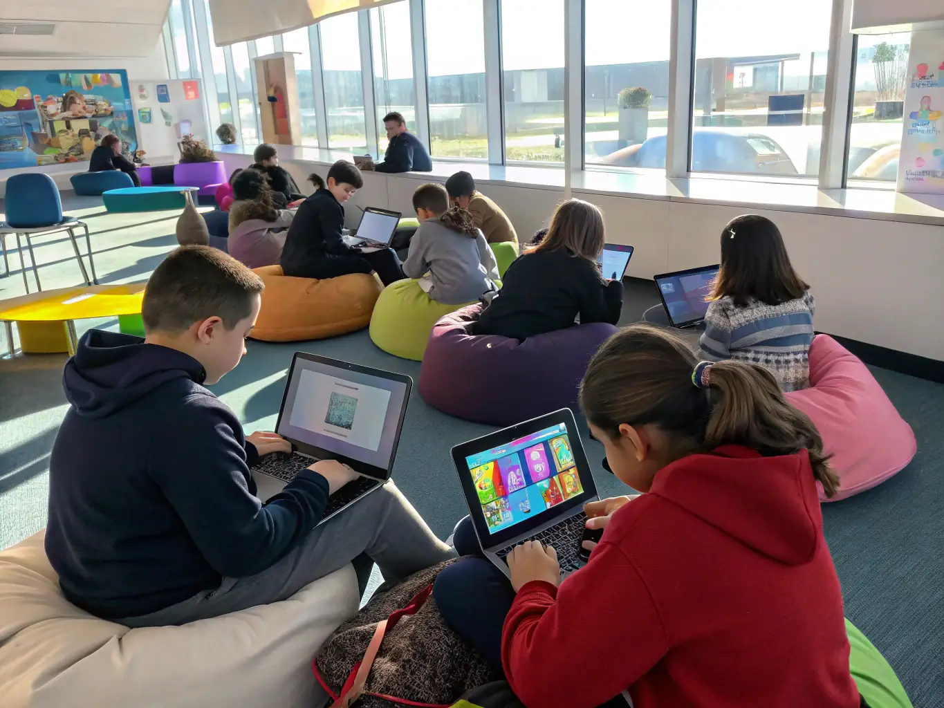 A classroom setting with students using laptops and interactive whiteboards, demonstrating the role of technology in modern education and the need for robust IT support.
